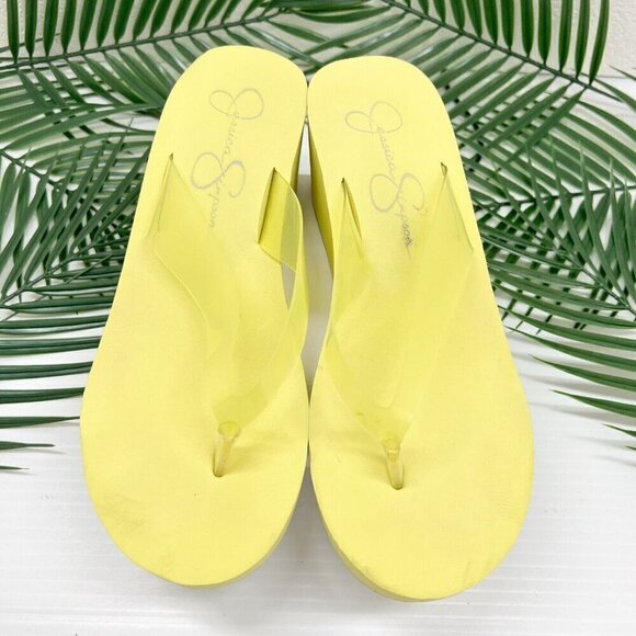 Jessica Simpson Meriana Wedge Flip Flop Thong Sandals Size 6M Yellow Slip On - Picture 2 of 9